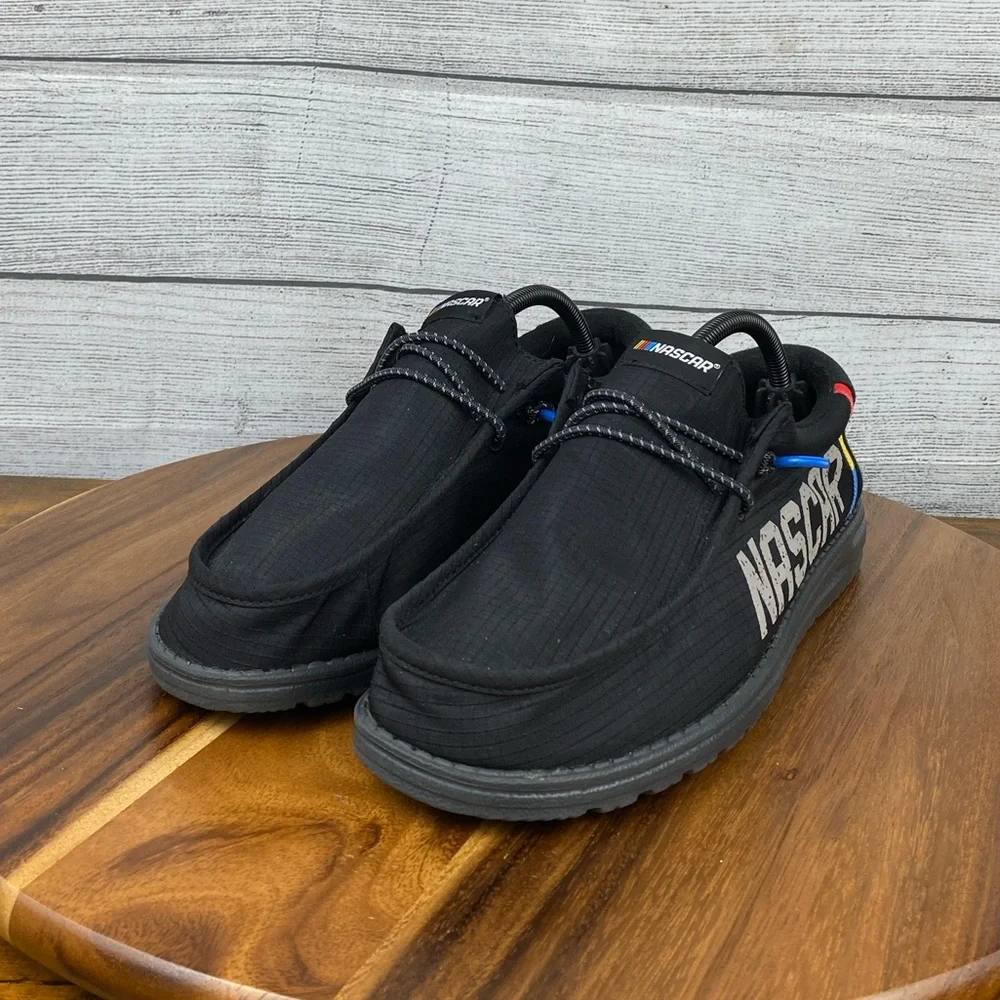 Hey Dude Wally NASCAR Multi Black Slip On Loafers Men’s Shoe Size 9